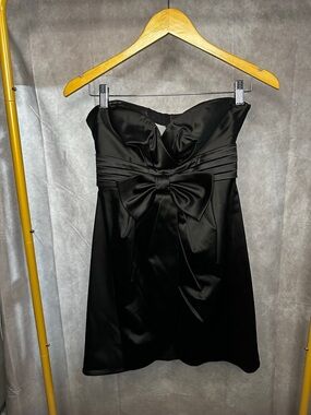 Bebe Strapless Satin Bow Dress Black Cocktail Party Mini Size S